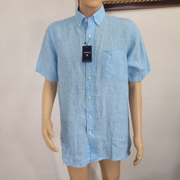 Cremieux 38 Linen Shirt Men’s Large Short Sleeve B - Picture 3 of 8